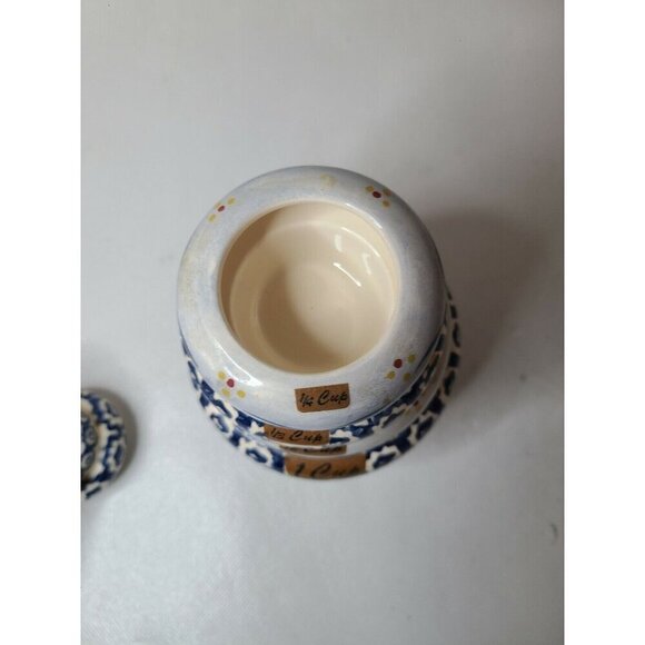 Temptations Old World Stackable Tree Measuring Cup Set Ceramic 4-Piece Blue - Picture 3 of 6